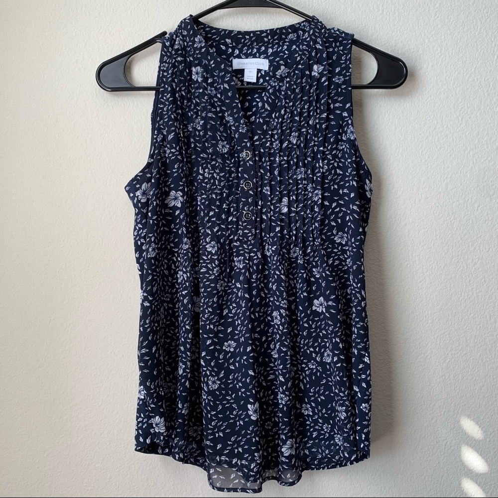 Charter Club navy floral top